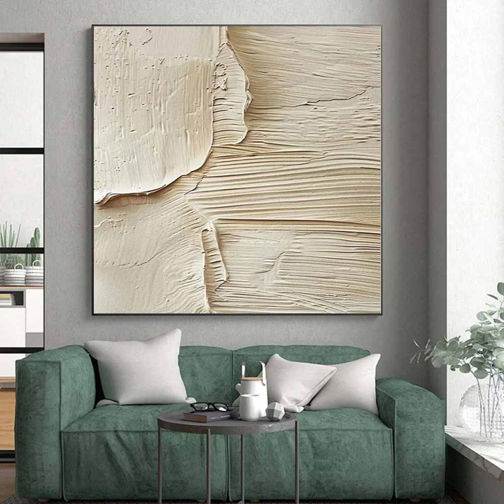 Beige Textured Abstract Canvas Artwork 4OH4V wall art